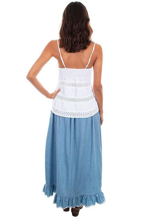 Scully LIGHT BLUE HI/LO RUFFLED DENIM SKIRT - Flyclothing LLC
