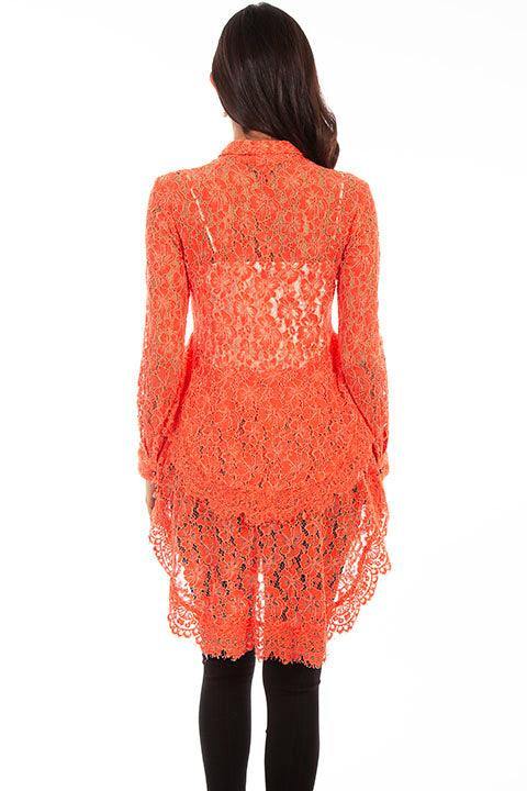 Scully CORAL LACE BUTTON UP DOUBLE RUFFLE BLOUSE - Flyclothing LLC