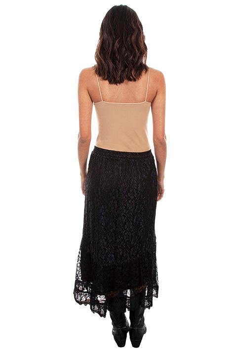 Scully BLACK SPLIT LACE SKIRT W/SCALLOPED HEMLINE - Scully Leather