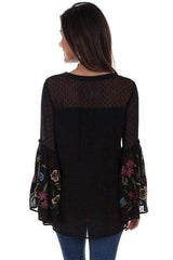 Scully BLACK SWISS DOT TUNIC W/BELL SLEEVES - Scully Leather - Flyclothing LLC