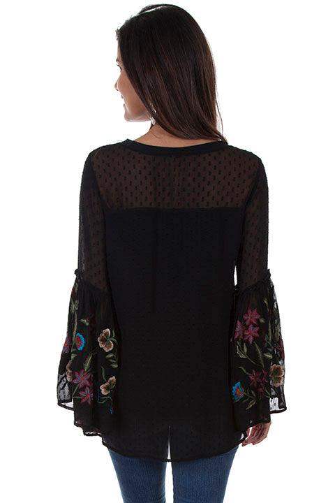Scully BLACK SWISS DOT TUNIC W/BELL SLEEVES - Scully Leather - Flyclothing LLC