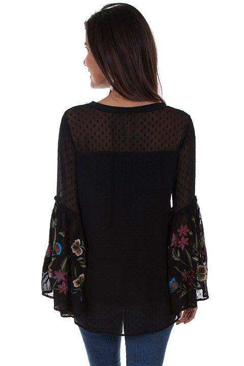 Scully BLACK SWISS DOT TUNIC W/BELL SLEEVES - Scully Leather - Flyclothing LLC