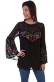 Scully BLACK SWISS DOT TUNIC W/BELL SLEEVES - Scully Leather - Flyclothing LLC