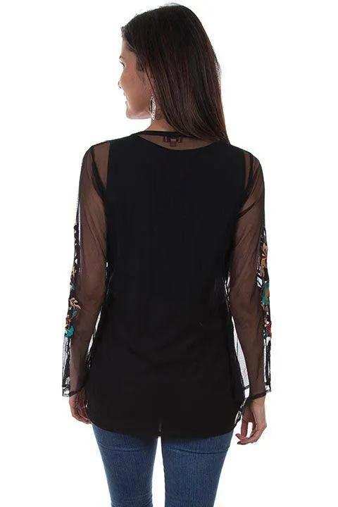 Scully BLACK MESH EMB. TUNIC W/TANK - Scully Leather - Flyclothing LLC