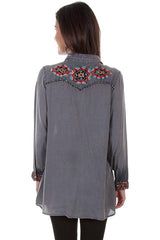 Scully CHARCOAL WESTERN YOKE AND NAILHEAD BLOUSE - Flyclothing LLC