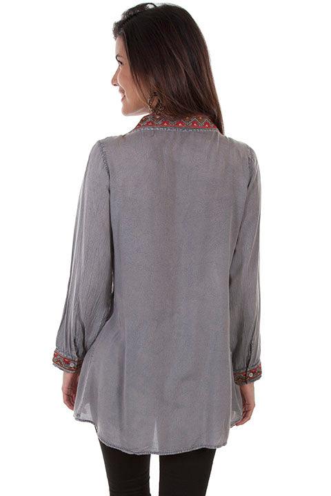 Scully GREY L/S BLOUSE W/EMB. FRONT - Flyclothing LLC