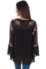 Scully BLACK SWISS DOT TUNIC W/EMB & RUFFLE SLEEVE - Scully Leather - Flyclothing LLC