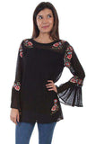 Scully BLACK SWISS DOT TUNIC W/EMB & RUFFLE SLEEVE - Scully Leather - Flyclothing LLC