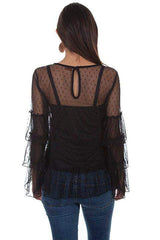 Scully BLACK 2 PC. SWISS DOT TOP W/TRIPLE RUFFLE - Scully Leather - Flyclothing LLC