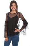 Scully BLACK 2 PC. SWISS DOT TOP W/TRIPLE RUFFLE - Scully Leather