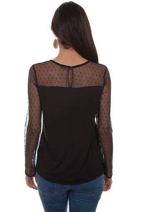 Scully BLACK SWISS DOT TOP W/SWEETHEART NECKLINE - Scully Leather - Flyclothing LLC