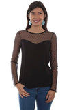 Scully BLACK SWISS DOT TOP W/SWEETHEART NECKLINE - Scully Leather