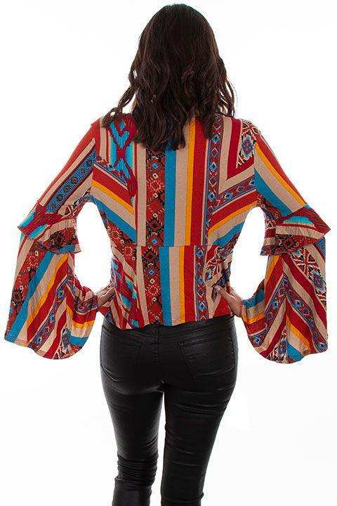 Scully SERAPE L/S TOP W/RUFFLE - Scully Leather - Flyclothing LLC