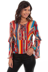 Scully SERAPE L/S TOP W/RUFFLE - Scully Leather