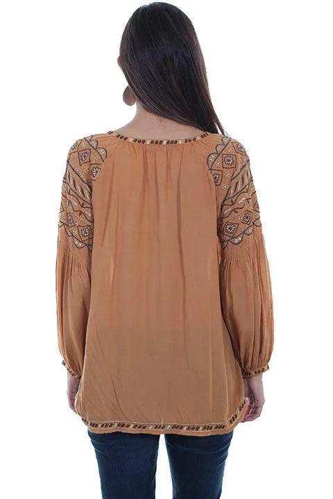 Scully GOLD TIE NECK LINE W/POET SLEEVES EMB. - Scully Leather - Flyclothing LLC