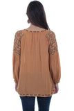 Scully GOLD TIE NECK LINE W/POET SLEEVES EMB. - Scully Leather