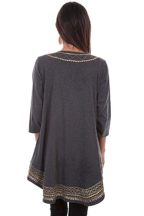 Scully GREY HI/LO EMB. KIMONO - Scully Leather - Flyclothing LLC