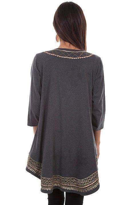 Scully GREY HI/LO EMB. KIMONO - Scully Leather - Flyclothing LLC