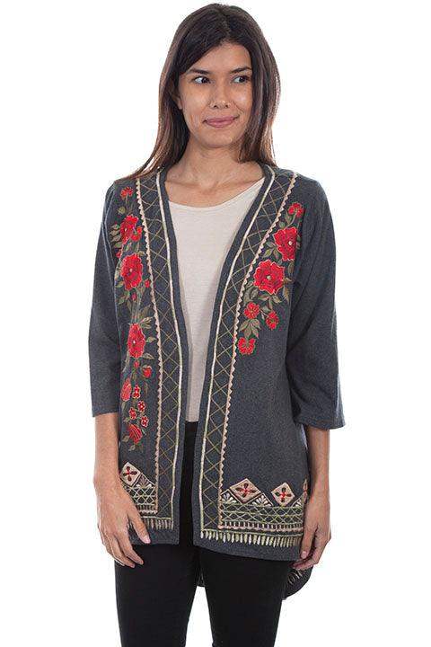 Scully GREY HI/LO EMB. KIMONO - Scully Leather - Flyclothing LLC
