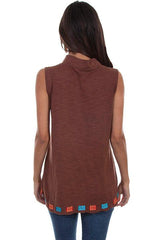 Scully BROWN V-NECK TANK W/BEADS - Flyclothing LLC