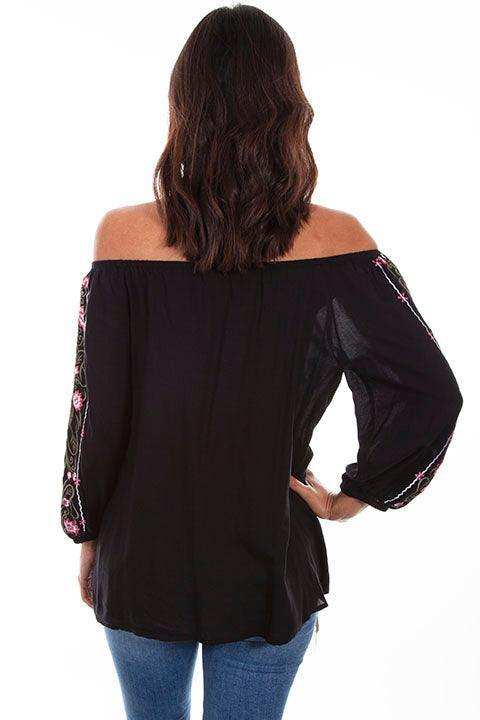 Scully BLACK BOLD STRIPE EMB. BLOUSE - Scully Leather - Flyclothing LLC