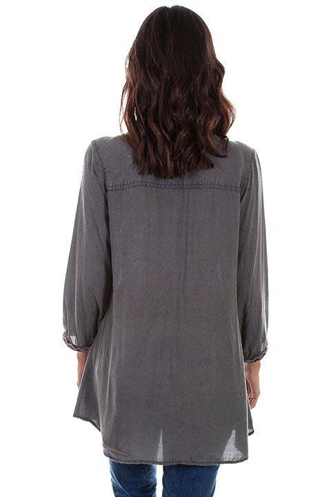 Scully CHARCOAL EMB. FRONT TUNIC - Scully Leather