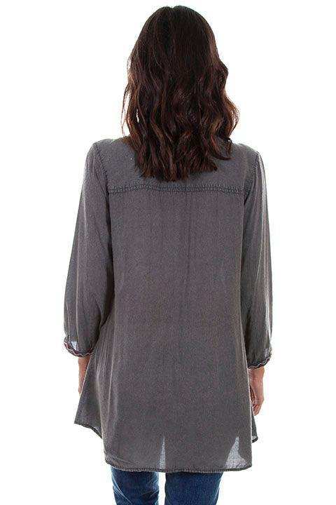 Scully CHARCOAL EMB. FRONT TUNIC - Scully Leather - Flyclothing LLC