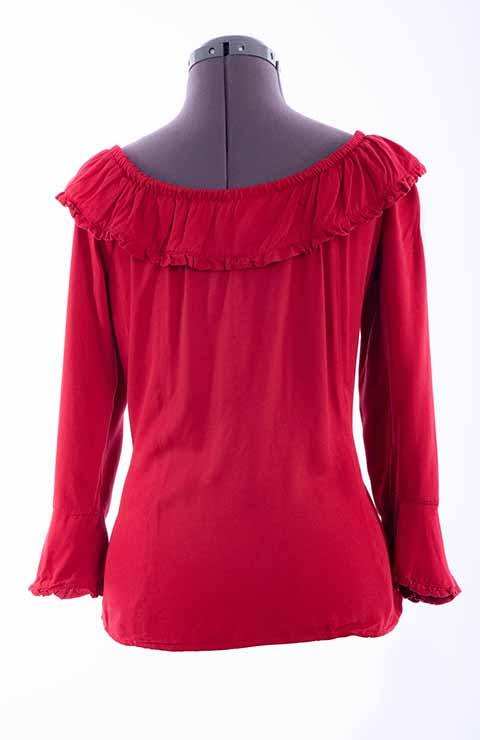 Scully Leather Honey Creek Red Ruffle Off/On Shoulder Blouse - Scully Leather - Flyclothing LLC