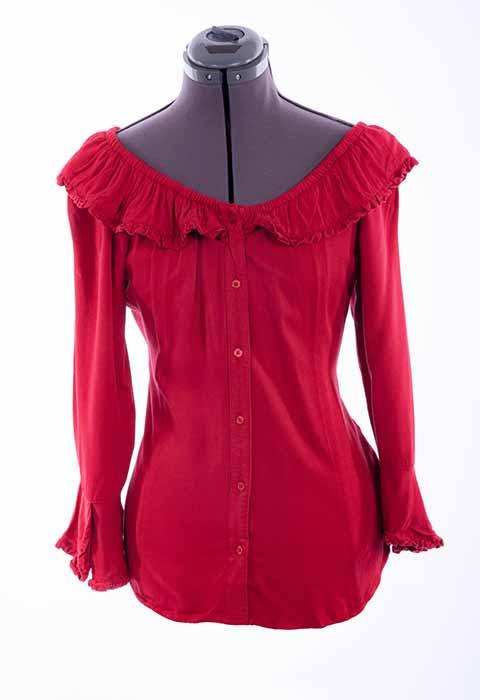 Scully Leather Honey Creek Red Ruffle Off/On Shoulder Blouse - Scully Leather - Flyclothing LLC