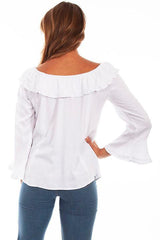 Scully WHITE RUFFLE OFF/ON SHOULDER BLOUSE - Flyclothing LLC