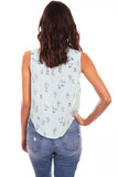 Scully MINT CACTUS PRINT SLVLS TIE FRONT BLOUSE - Scully Leather