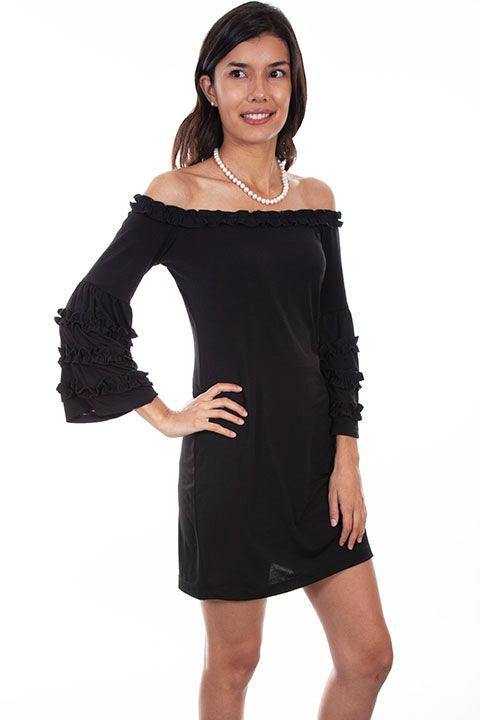 Scully BLACK  DRESS W/RUFFLE DETAIL - Scully Leather