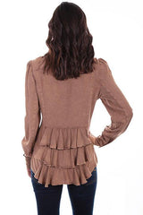 Scully SAND WESTERN YOKE BLOUSE W/BUSTLE BACK - Scully Leather