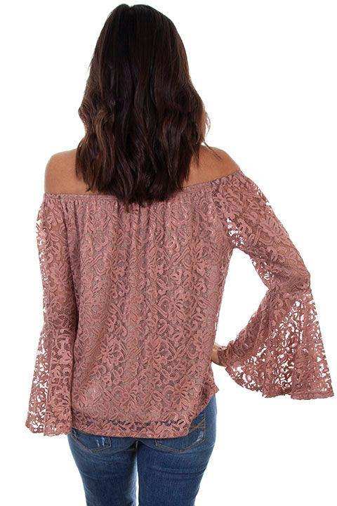 Scully MAUVE LACE TOP W/RUFFLE - Scully Leather - Flyclothing LLC