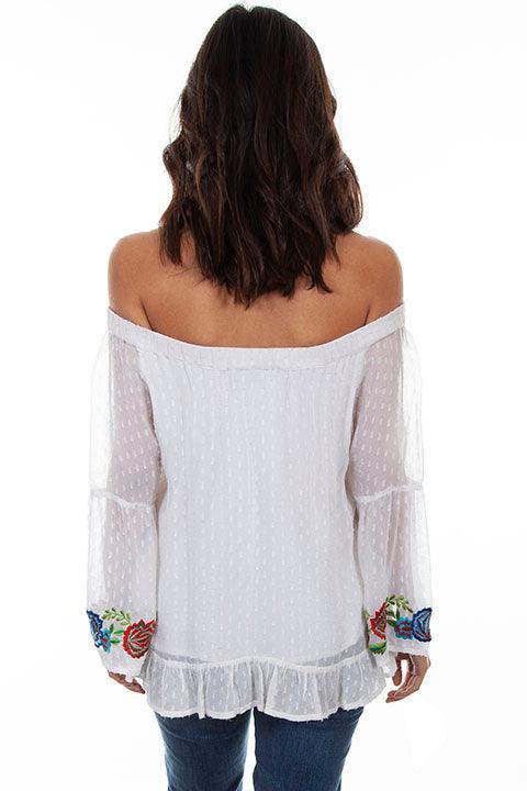 Scully WHITE SWISS DOT W/BRIGHT FLORAL EMB. - Flyclothing LLC