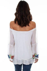 Scully WHITE SWISS DOT W/BRIGHT FLORAL EMB. - Scully Leather - Flyclothing LLC