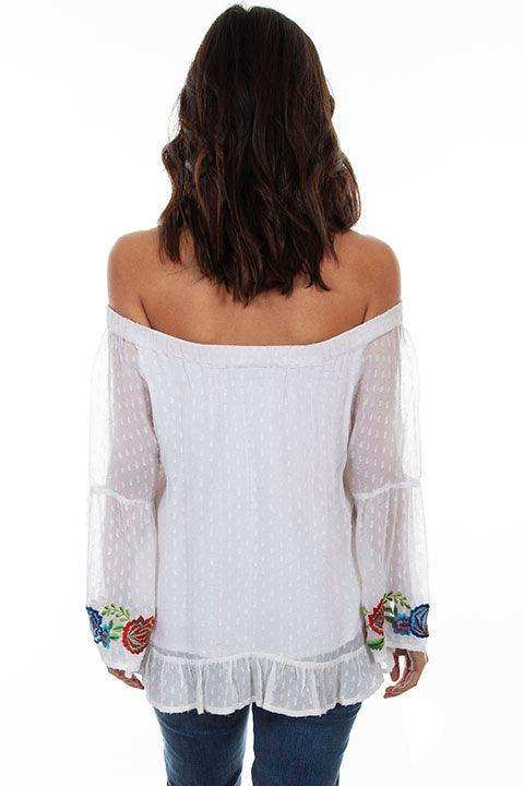 Scully WHITE SWISS DOT W/BRIGHT FLORAL EMB. - Scully Leather - Flyclothing LLC