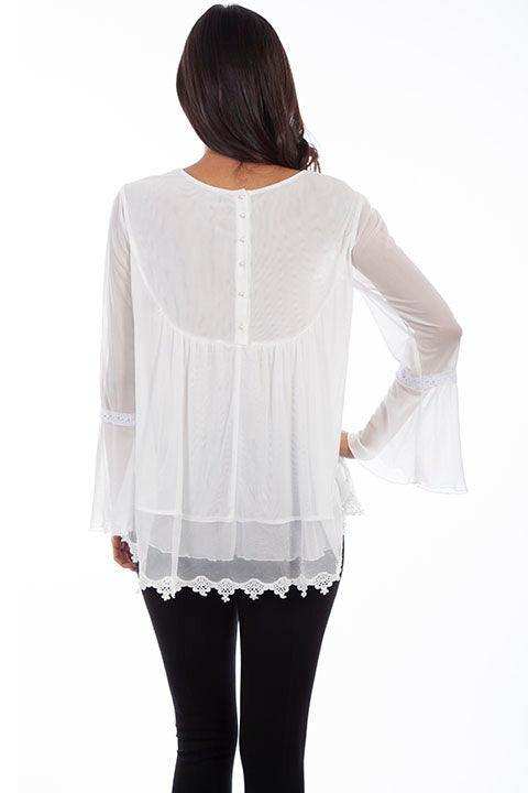 Scully IVORY CROCHET FRONT BABY DOLL BLOUSE - Scully Leather - Flyclothing LLC