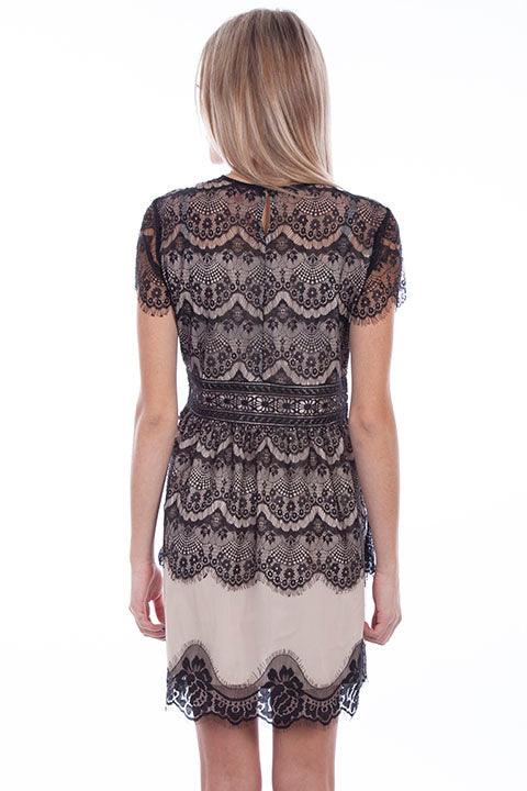 Scully BLACK CONTRAST LINING LACE DRESS - Flyclothing LLC
