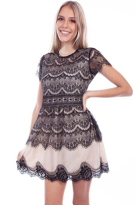 Scully BLACK CONTRAST LINING LACE DRESS - Scully Leather