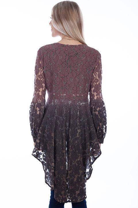 Scully COCOA HI/LO SURPLICE TOP W/BALLOON SLEEVES - Scully Leather - Flyclothing LLC