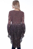 Scully COCOA HI/LO SURPLICE TOP W/BALLOON SLEEVES - Scully Leather