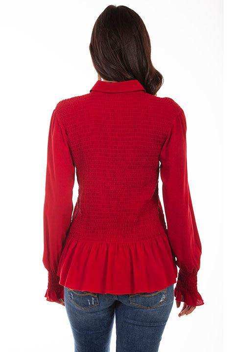 Scully RED PEPLUM SHIRT SMOCK BODICE & CUFFS - Scully Leather - Flyclothing LLC