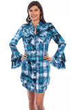 Scully TEAL PLAID SHIRT DRESS W/WESTERN YOKE - Scully Leather