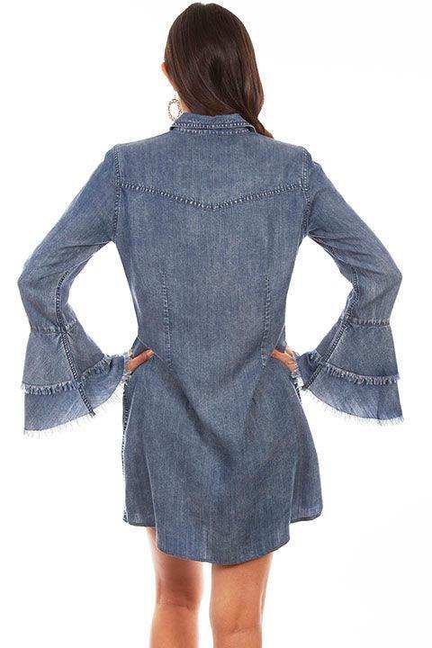 Scully DENIM WESTERN YOKE SHIRT DRESS BELL SLEEVE - Scully Leather - Flyclothing LLC