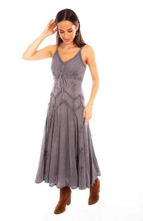 Scully Leather 100% Cotton Grey Long Cotton Dress - Scully Leather