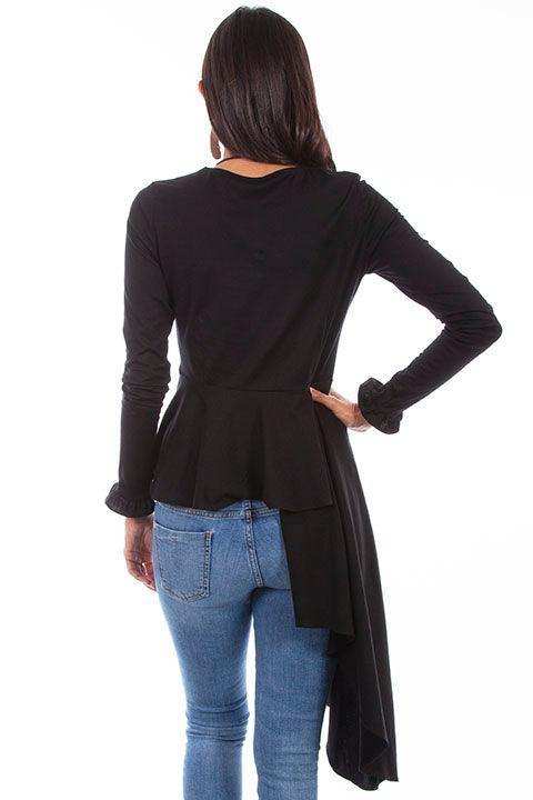 Scully BLACK TOP W/ASYMMETRICAL PEPLUM - Scully Leather - Flyclothing LLC