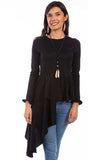 Scully BLACK TOP W/ASYMMETRICAL PEPLUM - Scully Leather - Flyclothing LLC