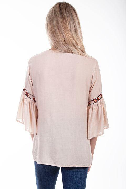 Scully NUDE EMB. BODICE TIE FRONT BLOUSE - Flyclothing LLC