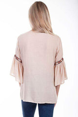 Scully NUDE EMB. BODICE TIE FRONT BLOUSE - Scully Leather - Flyclothing LLC